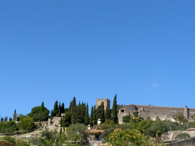 Foto un castillo en una colina con un castillo en el fondo