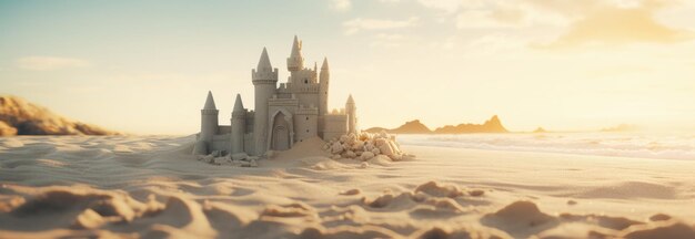 Foto el castillo estaba en una arena en el medio de la playa.