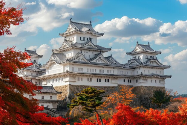 Foto el castillo de himeji una ventana a la fascinante historia de japón explore la belleza del horizonte de himeiji