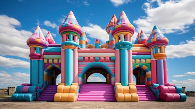 Castillo inflable de colores.