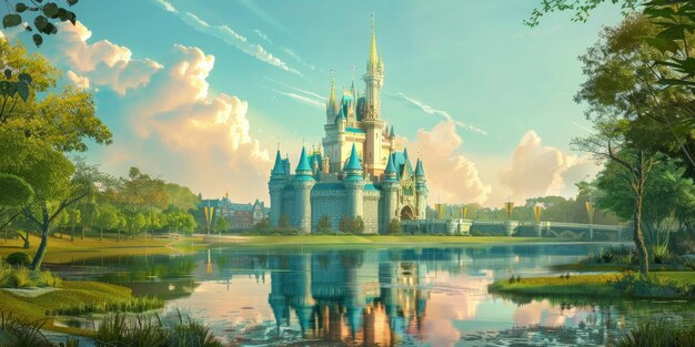 El castillo mágico del reino de Disney Reflexiones en alta definición