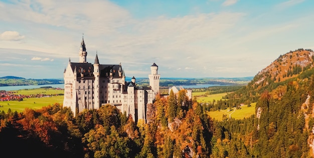 Foto castillo de neuschwanstein en la región de baviera de alemania