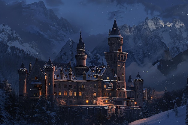 Un castillo en la nieve
