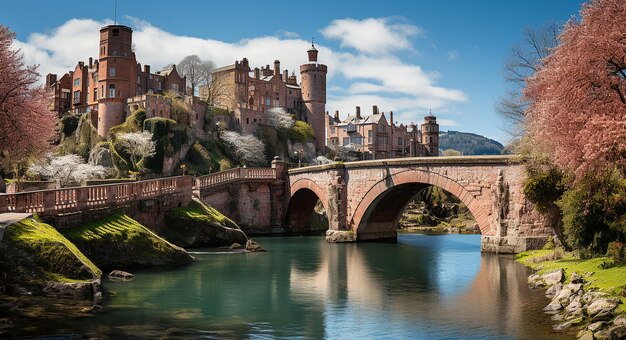 Castillo y paisaje urbano de Heidelberg en Alemania