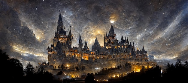 Un castillo con la palabra harry potter