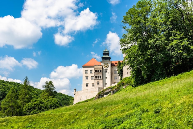 Castillo de Pieskowa Skala en el Parque Nacional Ojcowski, cerca de Cracovia, Polonia.