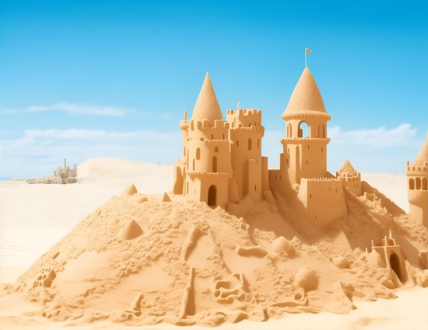 Foto castillo en la playa generado por ia