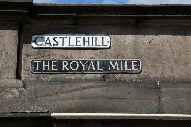 Castlehill e Royal Mile Street Signs, Edimburgo, Escócia