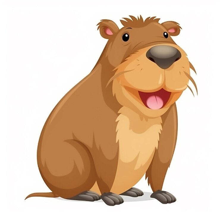 Foto el castor de dibujos animados sentado con la lengua fuera generativa ai