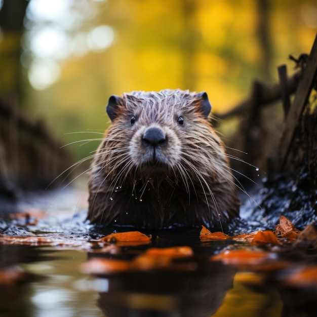El castor en su hábitat natural Fotografía de vida silvestre IA generativa