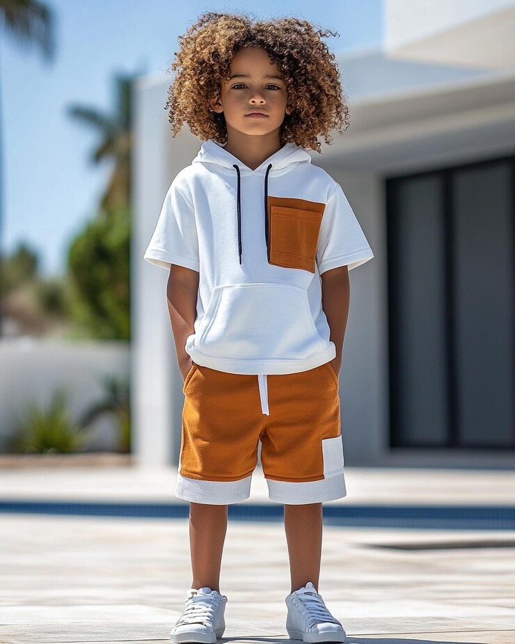 Casual Kids Hoodie Look Moderno Fotografía de la moda