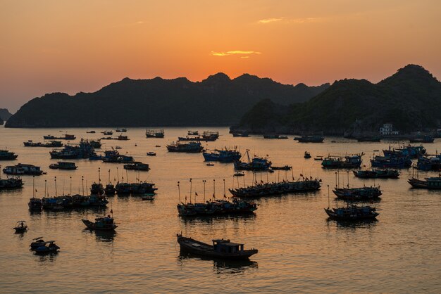 Cat Ba Port Sonnenuntergang