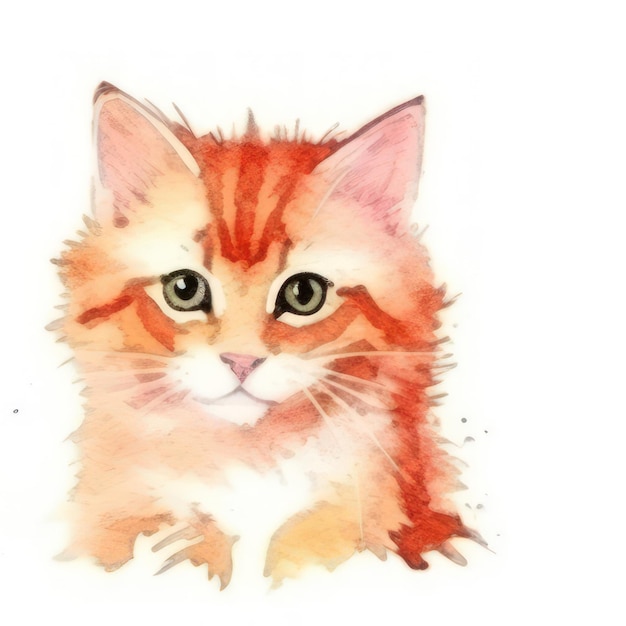 Cat clipart Aquarela Cute Cartoon Cat Images Ilustração do animal de estimação Kitty Cute Cat Fundo branco