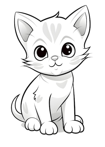 Foto cat coloring page for kids cute cat line art coloring page cat outline illustration for kids coloring page kids animal coloring page cat coloring book ai generative