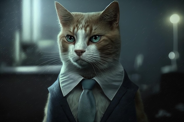 Cat como John F. Kennedy, presidente de los Estados Unidos de América, famoso personaje histórico, retrato, ilustración generativa ai