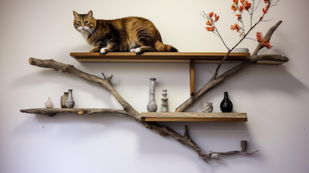 cat_wooden_cat_tree_shelf_installation Fondo de pantalla UHD