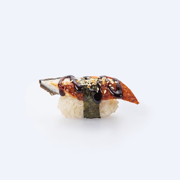 Catálogo de fotos da culinária japonesa. Sushi em fundo branco