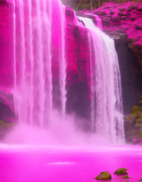 Catarata de água rosa