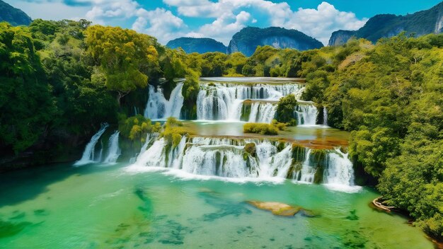 Foto catarata nivel 1 parque nacional erawan kanchanaburi tailandia también conocido como el parque nacional de erawan