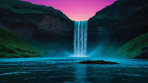 Catarata por la noche Islandia