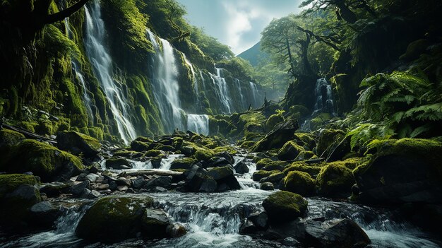 Foto cataratas en el bosque tropical