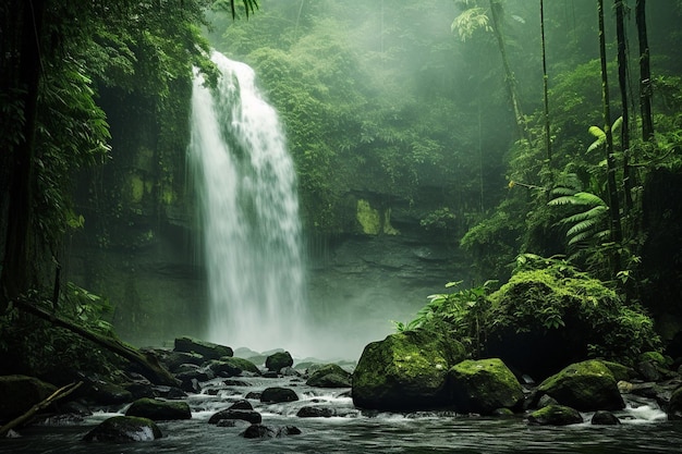 Cataratas envueltas en un denso bosque tropical