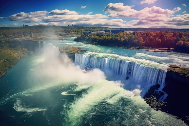 Las cataratas del Niágara Estados Unidos Vista aérea de la cascada más poderosa del mundo Hermosas vistas de la primavera de las cataratas de Niágara Generada por IA