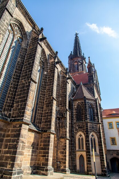 Foto catedral en el castillo de albrechtsburg, centro de meissen, alemania europa