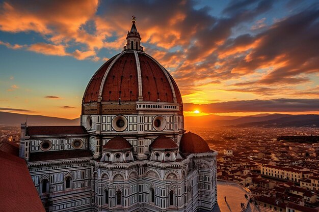 Foto catedral de florencia santa maría del fiore vista al amanecer