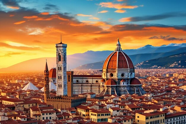 Catedral de Florencia Santa María del Fiore vista al amanecer