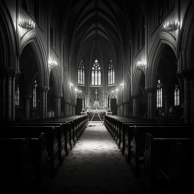 Catedral de la iglesia grande vacía