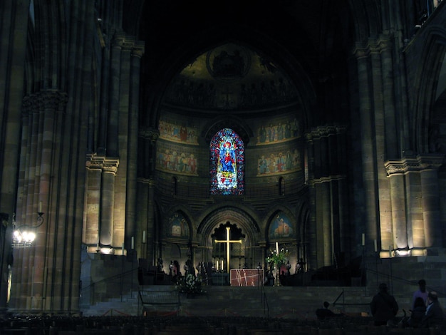 Catedral principal de Estrasburgo França. Estilo de arquitetura românica e gótica. Católico mais famoso