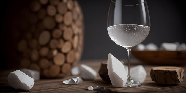 Catena Zapata Piedras blancasAdrianna Viña en un elegante vidrio minimalista en la mesa de madera