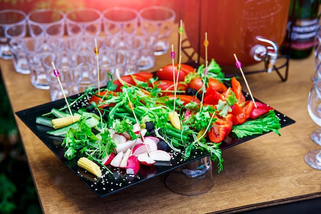 Catering Service Finger Bites Food Buffet Tablett aus Schiefer Tablett aus Schiefer