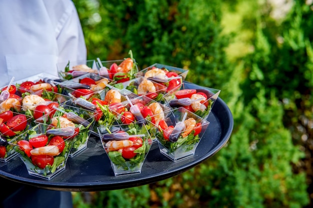 Catering Service Finger Bites Food Buffet Tablett aus Schiefer Tablett aus Schiefer