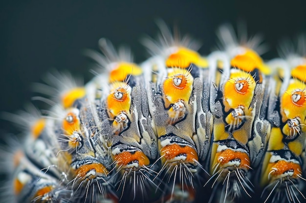 Caterpillar Closeup eine detaillierte Aufnahme mit den komplizierten Mustern und Texturen