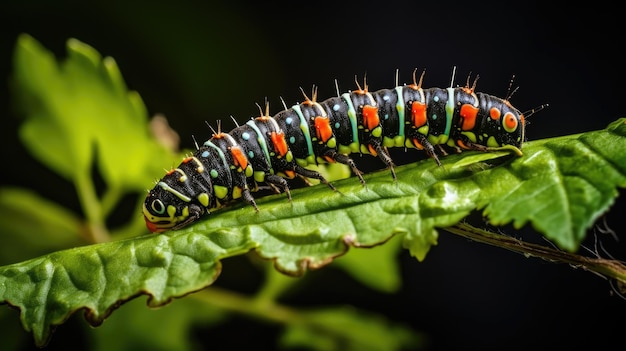 Caterpillar comendo folhas