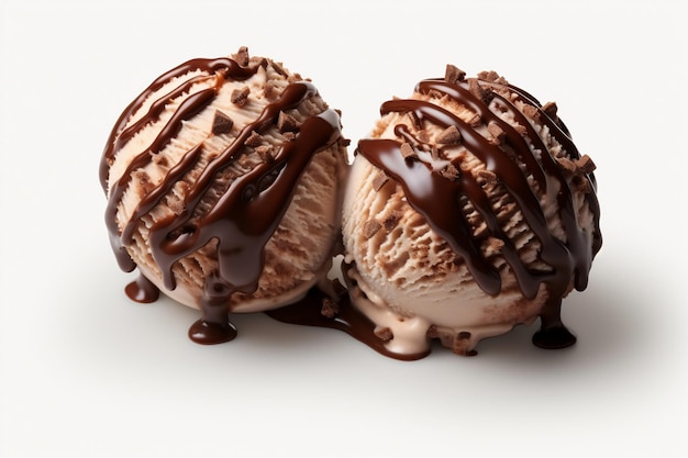 Cativante bola de sorvete de chocolate em isolamento Isolado em fundo branco Generative Ai