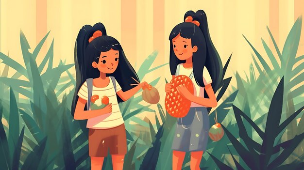 Cativante natureza morta floral, ilustrações minimalistas e animadas de uma jovem em 2D