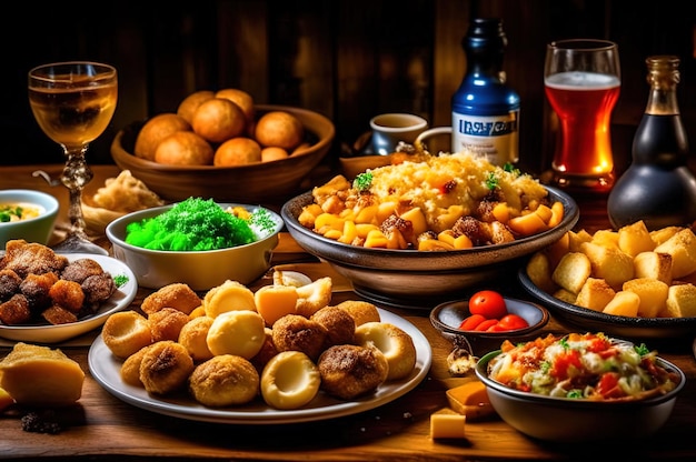 Foto cativantes pratos de batata da baviera, incluindo saladas de batata e croquê de batata