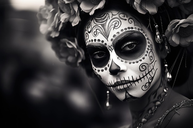 Catrina en blanco y negro