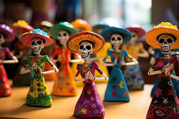 Foto catrina figuren tanzen am tag der toten