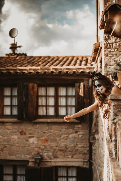 Foto catrina mexicana em um balcão