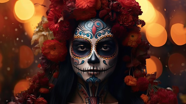 La Catrina Mujer Modelo Primer Plano FHD