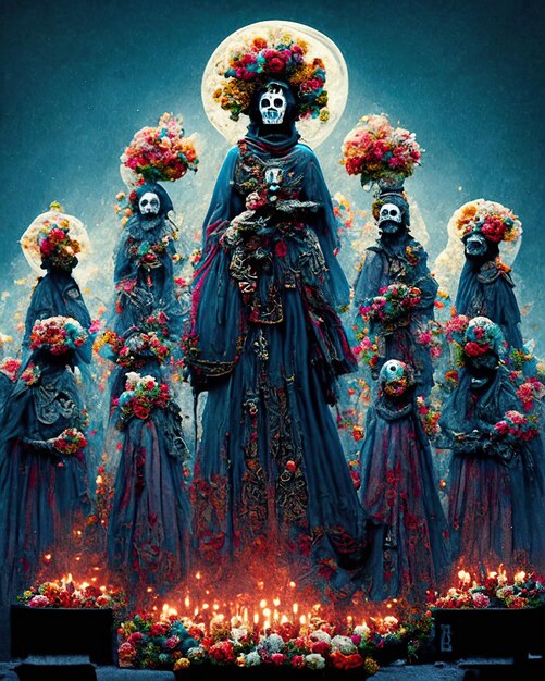 Foto la catrina de la santa muerte muerte santa en el día de los muertos