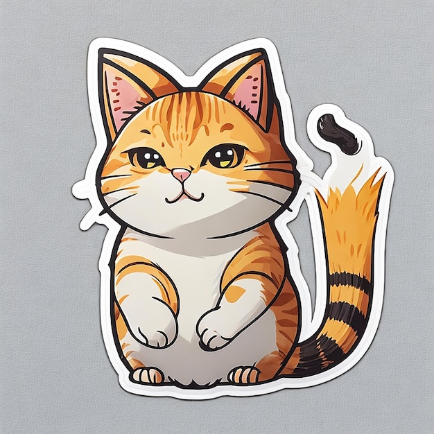 Cats etiqueta folha arte ícone dos desenhos animados gato fermentado fundo branco sem ilustração de fundo