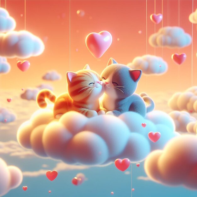 Foto cats on a cloud love kiss happiness