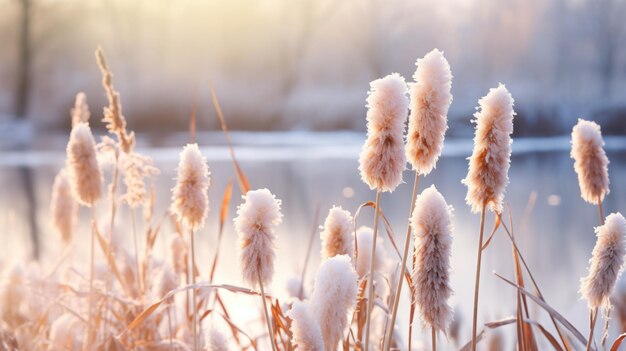 Foto cattails bulrush typha latifolia junto al río