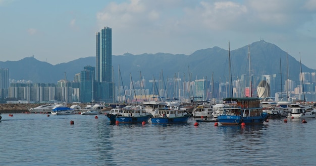 Causeway Bay, Hong Kong, 15 de julio de 2019: puerto de Hong Kong, refugio contra tifones