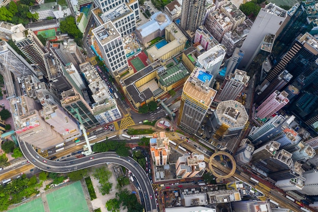 Causeway Bay, Hongkong, 01. Juni 2019: Blick von oben auf die Stadt Hongkong